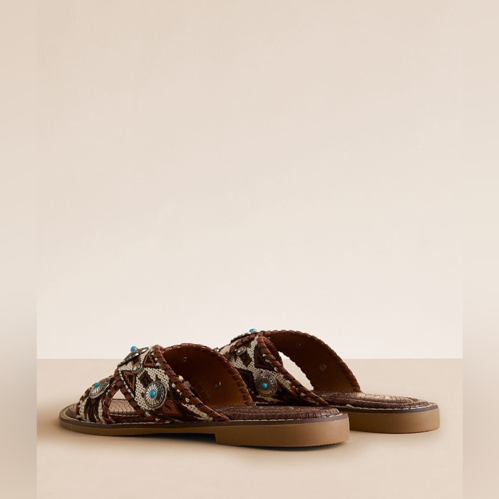 NIB Very G Jungle Boho Festival Western Concho Turquoise Sandals - Picture 6 of 7